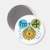 Aimant T-shirts et cadeaux Lion 4th Birthday (Recto/Verso)