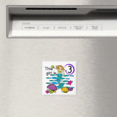 Aimant T-shirts et cadeaux Mermaid 3e anniversaire (In Situ (Lave-vaisselle))