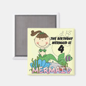 Aimant T-shirts et cadeaux Mermaid 4th Birthday (Recto/Verso)
