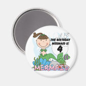 Aimant T-shirts et cadeaux Mermaid 4th Birthday (Recto/Verso)