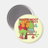 Aimant T-shirts et cadeaux Owl 4th Birthday (Recto/Verso)