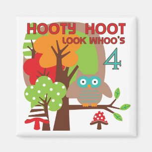 Aimant T-shirts et cadeaux Owl 4th Birthday