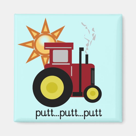 Aimant T-shirts et cadeaux rouges de tracteur de ferme (Devant)