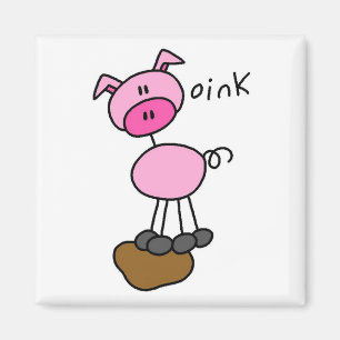 Aimant T-shirts et cadeaux Stick Figure Pig
