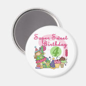 Aimant T-shirts et cadeaux Super Sweet 4e anniversaire (Recto/Verso)