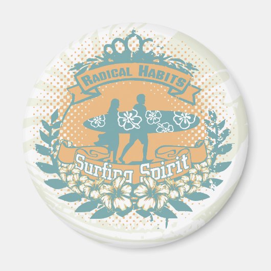 Aimant T-shirts et cadeaux Surfing Spirit (Devant)