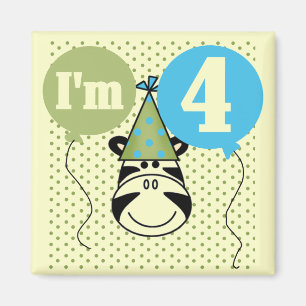 Aimant T-shirts et cadeaux Zebra 4e anniversaire