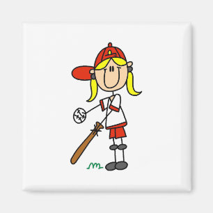 Aimant T-shirts Fille de baseball à la batte