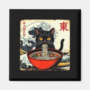 Aimant T-shirts graphiques drôles japonais ramen chat ani
