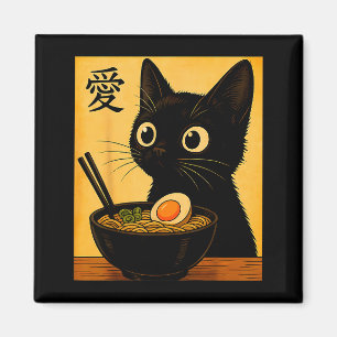 Aimant T-shirts graphiques drôles japonais Ramen de chat