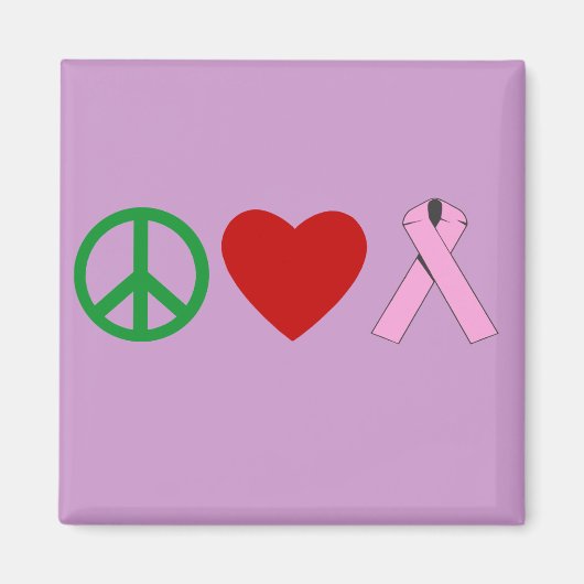 Aimant T-shirts Peace Love Pink Ribbon, Mugs (Devant)