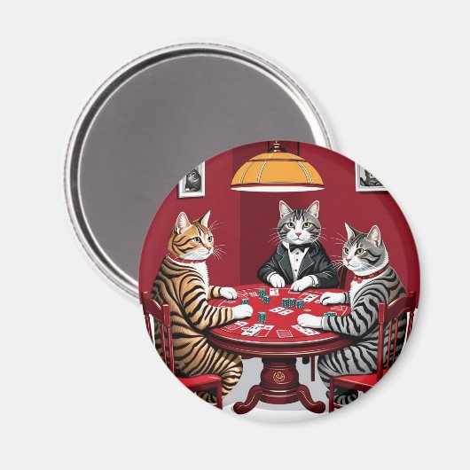 Aimant Tabby Cats Jouer Au Poker (Recto/Verso)