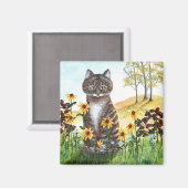 Aimant Tabby Chat Automne Paysage Feuille Créationarts (Recto/Verso)