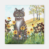 Aimant Tabby Chat Automne Paysage Feuille Créationarts (Devant)