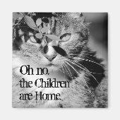 Aimant Tabby Chat Cachet "Oh non, les enfants sont chez e (Devant)