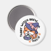 Aimant Tabby Witch Brew – Joli Design de Chat d'Halloween (Recto/Verso)