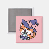 Aimant Tabby Witch Brew – Joli Design de Chat d'Halloween (Recto/Verso)