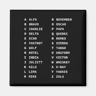 Aimant Tableau de code de l'alphabet phonétique Classique