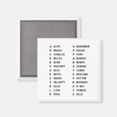 Aimant Tableau de code de l'alphabet phonétique de l'avia (Recto/Verso)