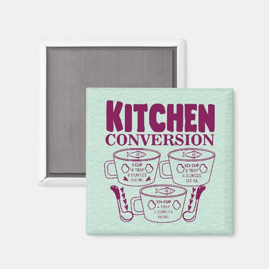 AIMANT TABLEAU DE CONVERSION DE TASSES DE CUISINE (Recto/Verso)