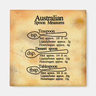 Aimant Tableau de conversion des mesures de cuillère aust
