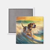 Aimant Tableau de surf de plage beagle (Recto/Verso)
