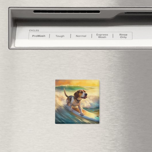 Aimant Tableau de surf de plage beagle (In Situ (Lave-vaisselle))