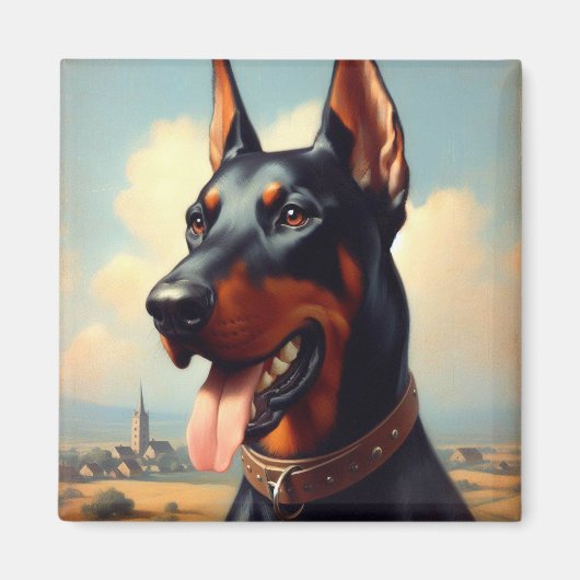 Aimant Tableau Doberman vintage (Devant)