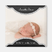 Aimant Tableau noir en argent | Faire-part de naissance p (Devant)