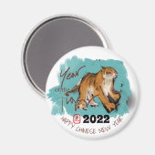 Aimant Tableau original 4 Tigre chinois Année Anniversair (Recto/Verso)