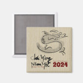 Aimant Tableau original Dragon Nouvel An vietnamien 2024 (Recto/Verso)