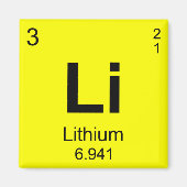 Aimant Tableau périodique des éléments (lithium) (Devant)