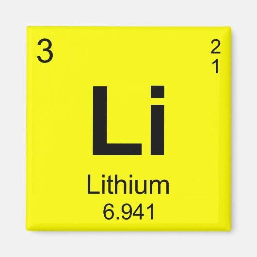Aimant Tableau périodique des éléments (lithium) (Devant)