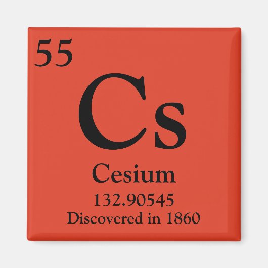 Aimant Tableau périodique du césium (Devant)