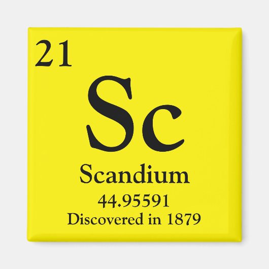 Aimant Tableau périodique Scandium (Devant)