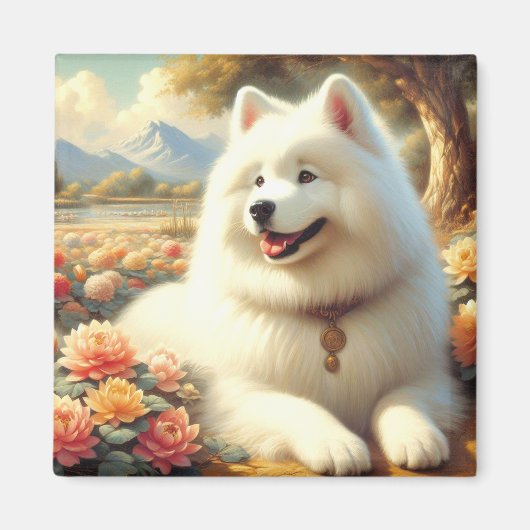 Aimant Tableau vintage Samoyed Dog (Devant)