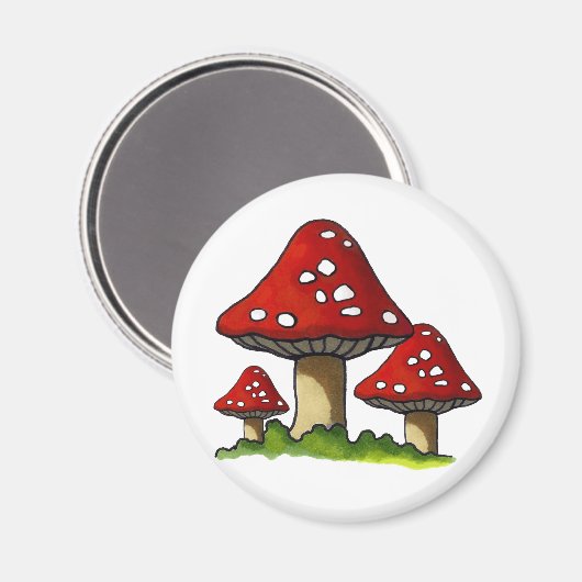 Aimant Tabourets rouges, Champignons : Art libre (Recto/Verso)