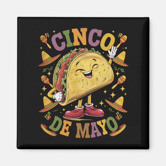 Aimant Taco de Danse Drôle Fête de Cinco De Mayo Party (Devant)