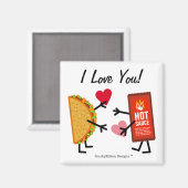Aimant Taco & Hot Sauce - Je T'Aime ! (personnalisable ) (Recto/Verso)