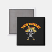 Aimant Taco mardi danse squelette drôle cinco de mayo (Recto/Verso)