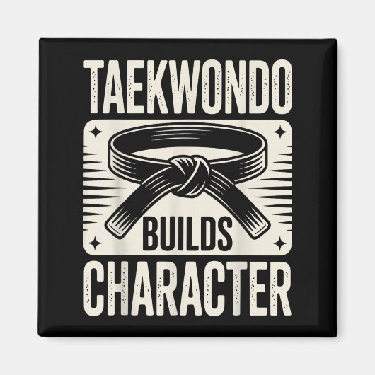 Aimant Taekwondo Drôle Construit le Caractère (Devant)