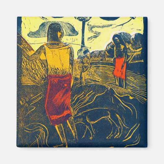 Aimant Tahitian Femmes et Chien, Gauguin (Devant)