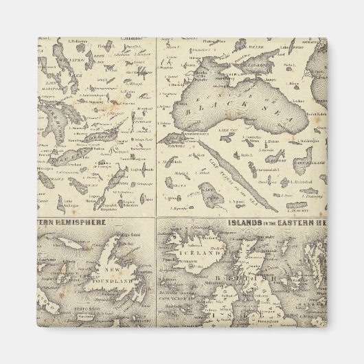 Aimant Taille comparative des lacs et des îles (Devant)
