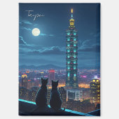 Aimant Taipei 101 chats la nuit (Recto)