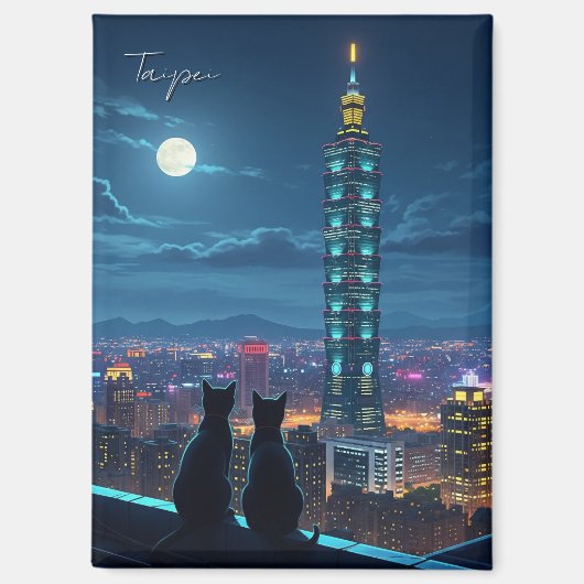 Aimant Taipei 101 chats la nuit (Recto)