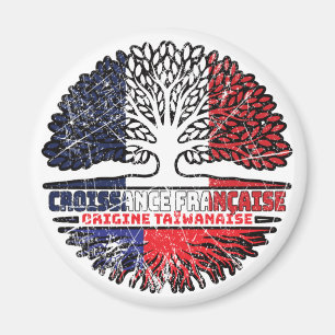 Aimant Taïwanais Taïwan Français France Racines Drapeau d