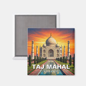 Aimant Taj Mahal Agra Inde Coucher du soleil (Recto/Verso)