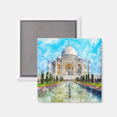 Aimant taj mahal aquarelle peinture (Recto/Verso)