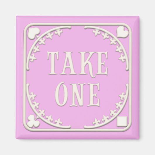 Aimant "Take One" Wonderland Tea Party Tentant rose (Devant)
