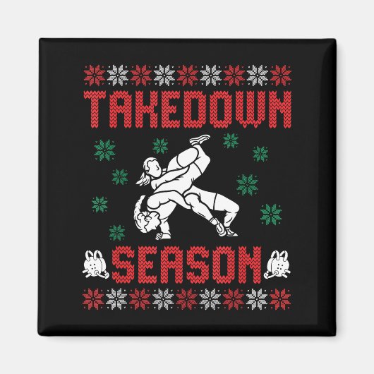 Aimant Takedown Season Girls Wrestling Ugly Sweater Chris (Devant)